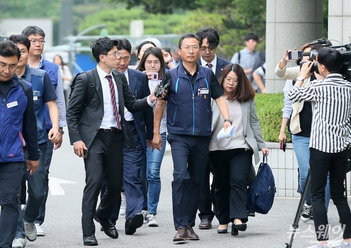 김명환 전국민주노동조합 총연맹 위원장 구속영장실질심사(구속전 피의자심문). 사진=이수길 기자 leo2004@newsway.co.kr