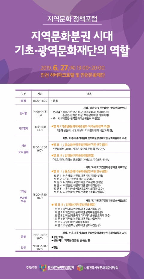(사)한국광역문화재단연합회, 지역문화 활성화를 위한 정책포럼 개최