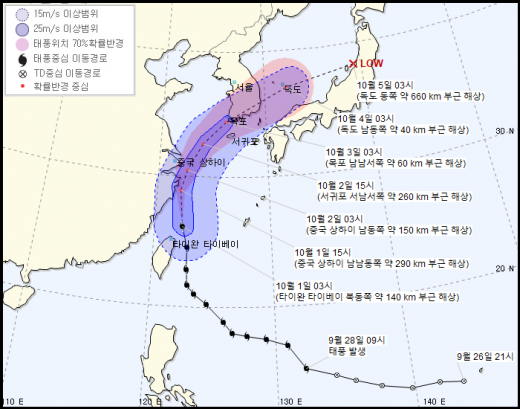 오늘 날씨 태풍 ‘미탁’ 영향 남부·제주 많은 비···미세먼지 ‘보통’ / 사진=기상청
