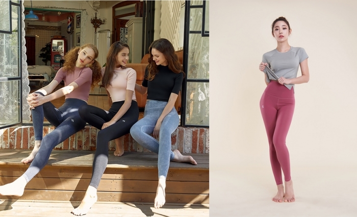 젝시믹스 심리스 워싱 라이트데님(왼쪽)과 셀라V업(오른쪽). 사진=젝시믹스 제공