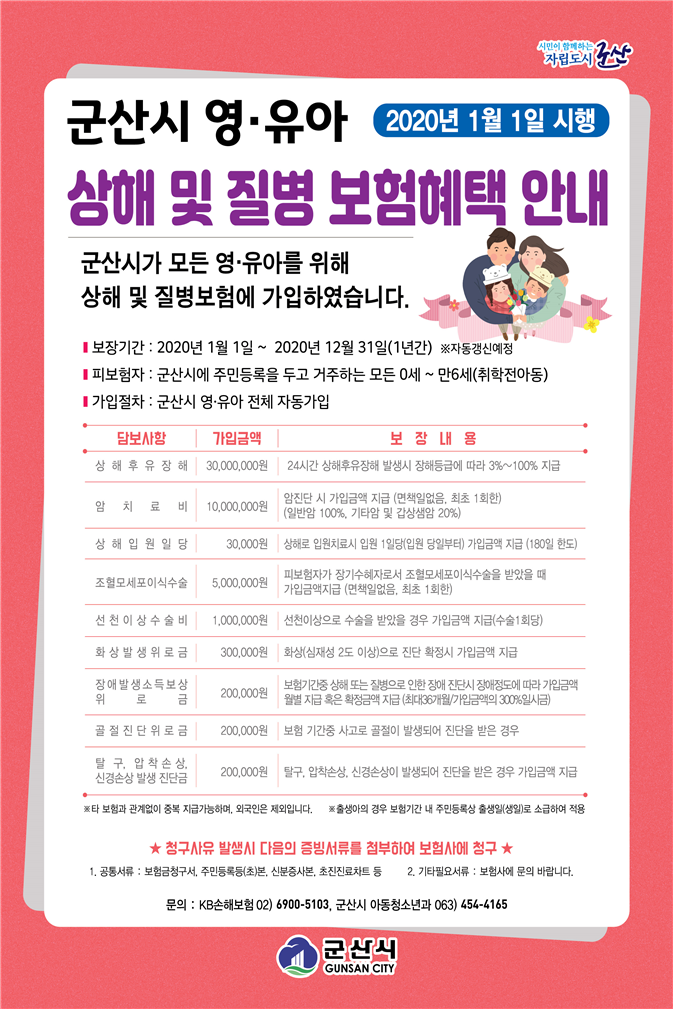 군산시, 전국 최초 ‘ 영·유아 상해·질병 보험 ’ 가입 기사의 사진