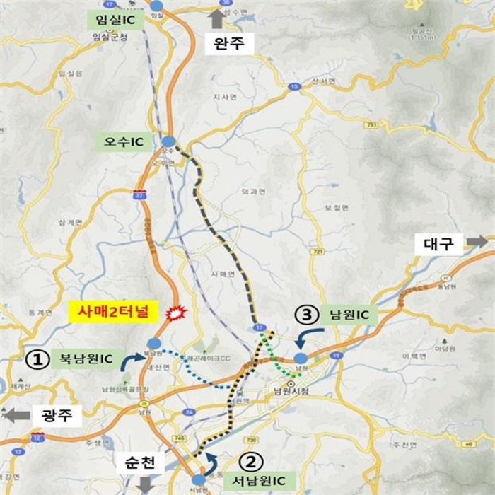 국도 이용 근거리 우회노선