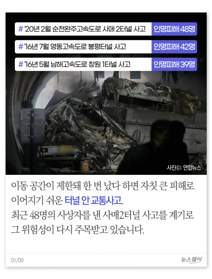 아찔한 터널 안 교통사고, 주원인은 ‘이것’ 기사의 사진