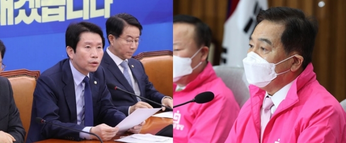 이인영 더불어민주당 원내대표, 심재철 미래통합당 원내대표. 사진=연합뉴스 제공