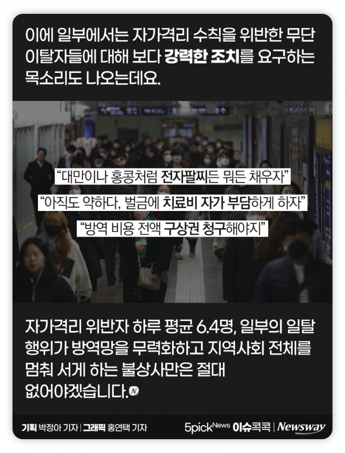 자가격리 위반자 속출···“전자팔찌라도 채우자” 기사의 사진