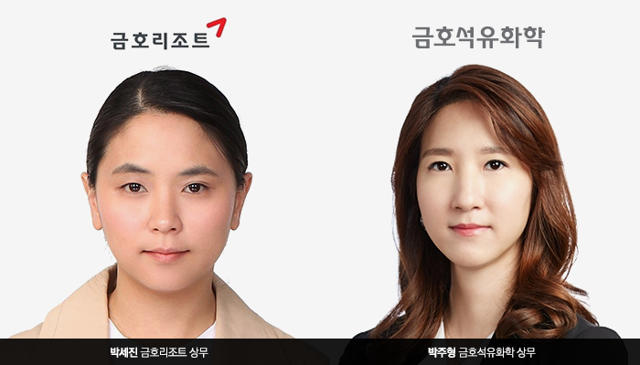 금호가 3세 여성 경영인 박세진 금호리조트 상무와 박주형 금호석유화학 상무의 희비가 엇갈리고 있다. 그래픽=박혜수 기자