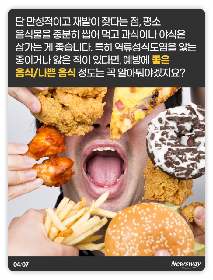 역류성식도염에 좋은 음식, 나쁜 음식 기사의 사진