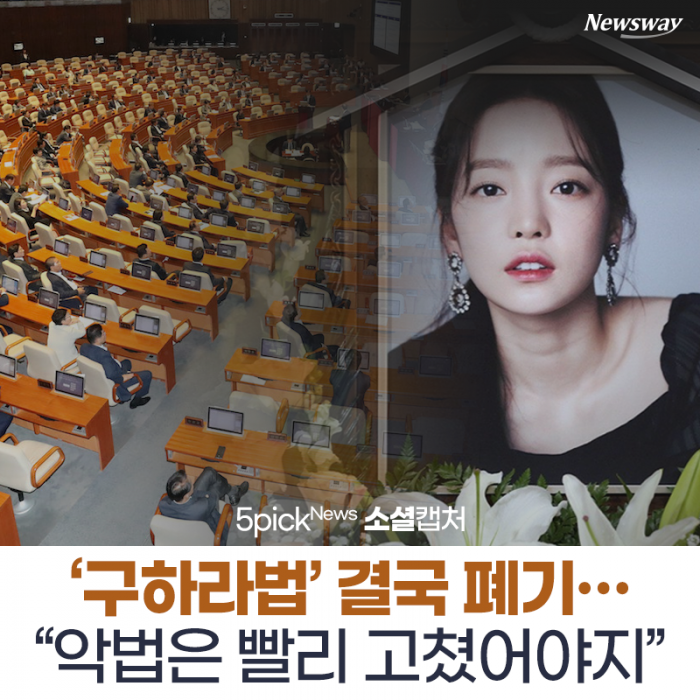‘구하라법’ 결국 폐기···“악법은 빨리 고쳤어야지” 기사의 사진