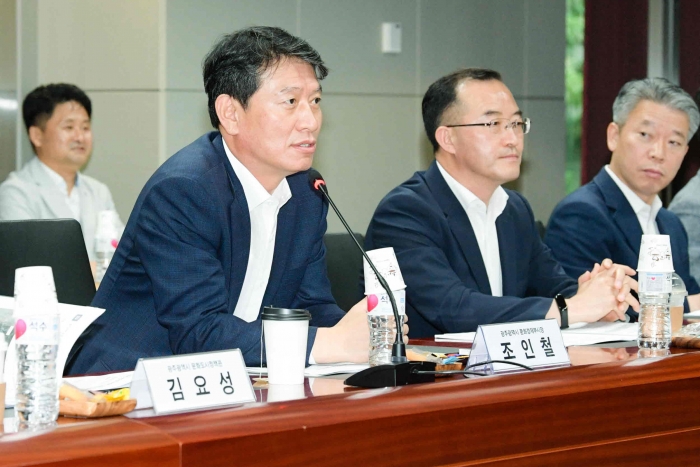조인철 광주광역시 문화경제부시장이 17일 오후 국립아시아문화전당에서 열린 아시아문화중심도시 조성사업 관련 정책협의회에 참석해 인사말을 하고 있다./광주광역시 제공