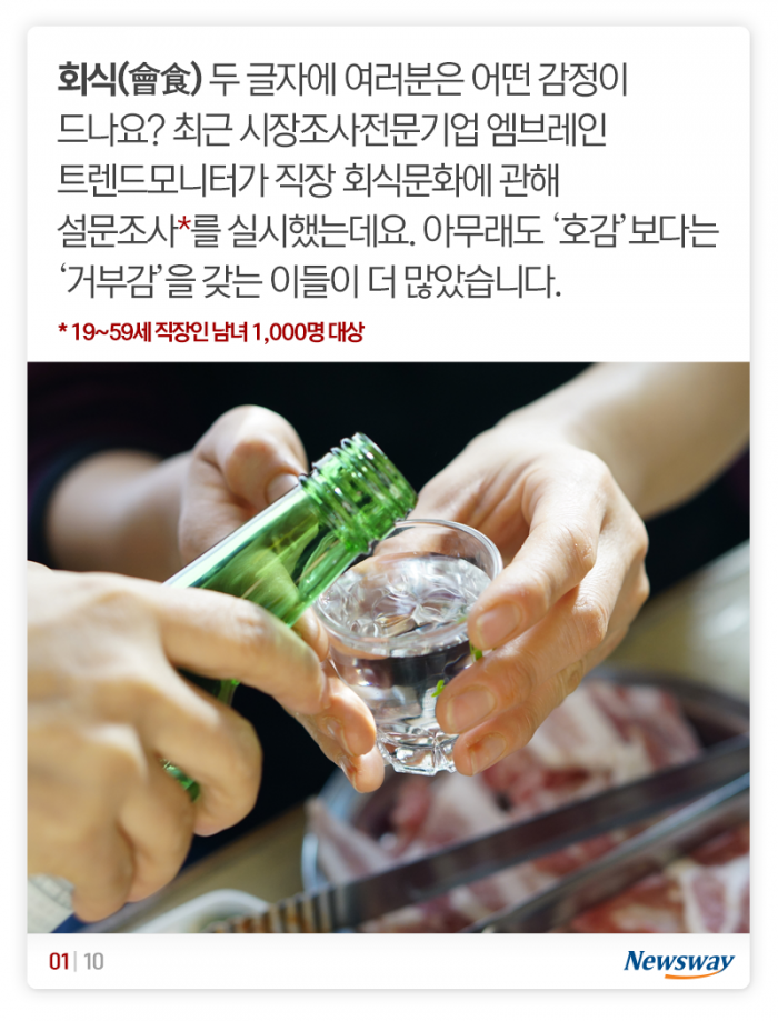 회식이 싫은 이유 vs 좋은 이유···당신은? 기사의 사진