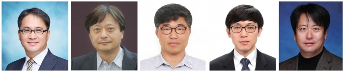 2020년 삼성미래기술육성사업 지정테마 연구지원 과제에 선정된 교수진. 사진 왼쪽부터 동국대 김종필 교수, KAIST 이준구 교수, 한양대 정진욱 교수, 연세대 조승우 교수, 인하대 최리노 교수.