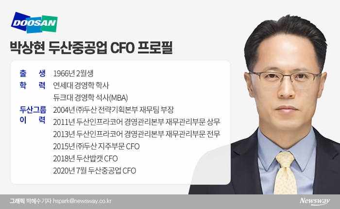 두산중공업 정상화 작업이 산업계 이슈로 주목받으면서 재무총괄을 맡게 된 박상현 CFO에 재계 관심이 쏠리고 있다.