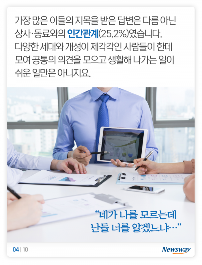 n년차 직장인의 1순위 스트레스, 일도 돈도 아닌 ‘이것’ 기사의 사진