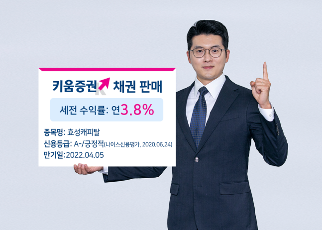 키움증권은 세전 기준 연 수익률 3.8%의 효성캐피탈 채권을 판매한다고 20일 밝혔다./사진=키움증권