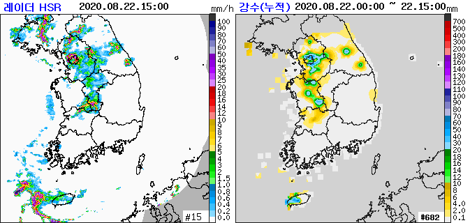 서울 전역에 호우주의보 발령···시간당 70mm 장대비/사진=기상청