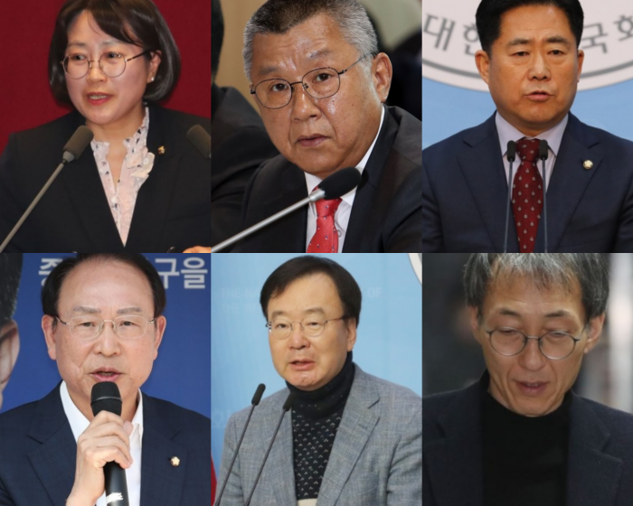 추혜선 전 정의당 의원, 장석춘 전 국민의힘 의원, 김규환 전 국민의힘 의원, 최운열 전 더불어민주당 의원, 강효상 전 국민의힘 의원, 이훈 전 더불어민주당 의원. 사진=연합뉴스