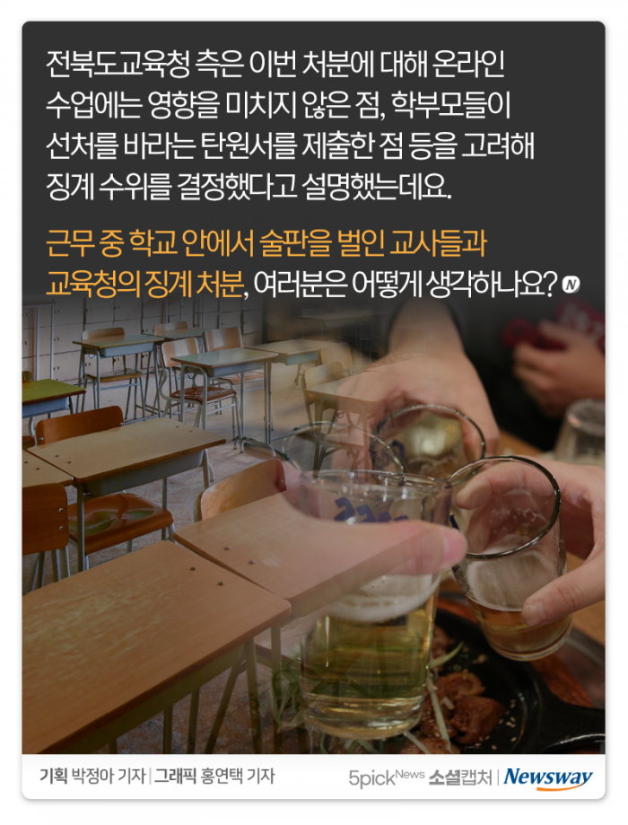 빈 학교서 술판 벌인 교사들 “기간제만 잘려? 기가 차네” 기사의 사진