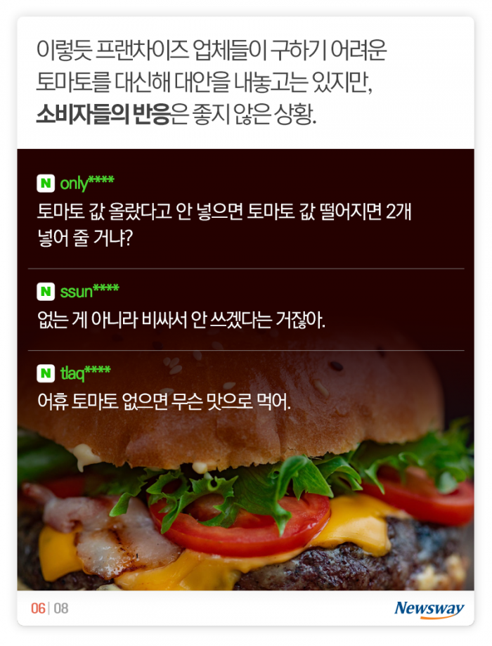 햄버거에 토마토가 없다니, 그게 무슨 소리요? 기사의 사진