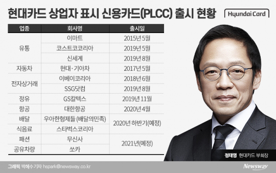 현대카드 상업자 표시 신용카드(PLCC) 출시 현황. 그래픽=박혜수 기자
