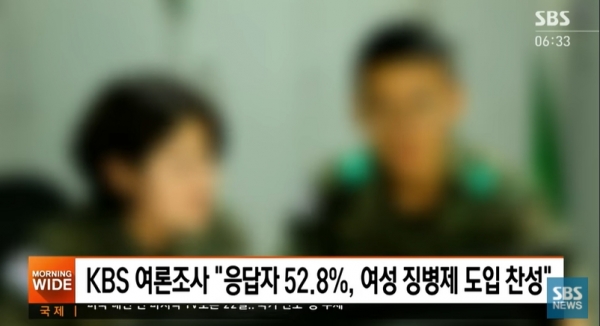 ‘여성 징병제’ 찬성 52.8%···모병제 찬성은 10명 중 6명.