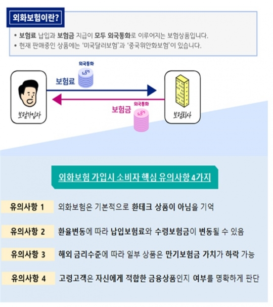 외화보험 가입 시 소비자 유의사항. 자료=금융위원회