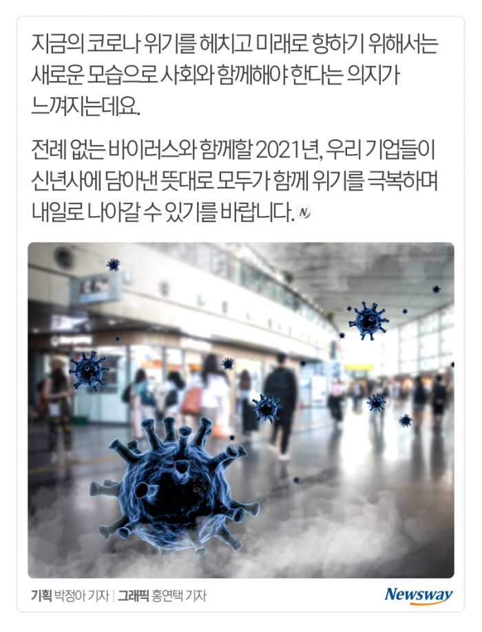 코로나가 바꾼 신년사···올해는 경쟁 대신 ‘○○’ 기사의 사진