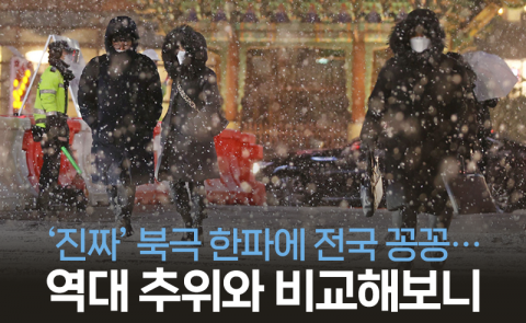 ‘진짜’ 북극 한파에 전국 꽁꽁···역대 추위와 비교해보니