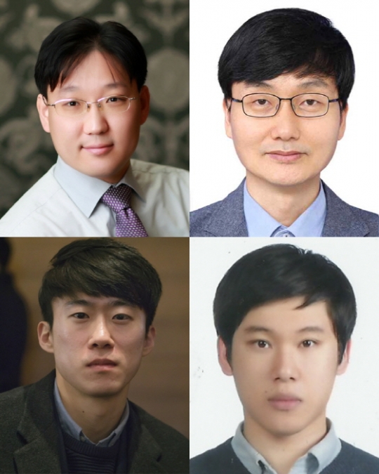 (왼쪽 상단부터 시계방향) 박성진 인하대학교 화학과 교수, 이태우 서울대학교 재료공학부 교수, 박성희 인하대학교 화학과 연구원(박사과정), 김영훈 서울대학교 재료공학부 연구원(박사 후 과정).