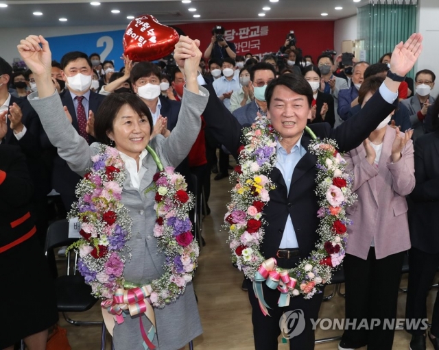 경기 성남 분당갑 국회의원 보궐선거에 출마한 국민의힘 안철수 후보. 사진=연합뉴스 제공.