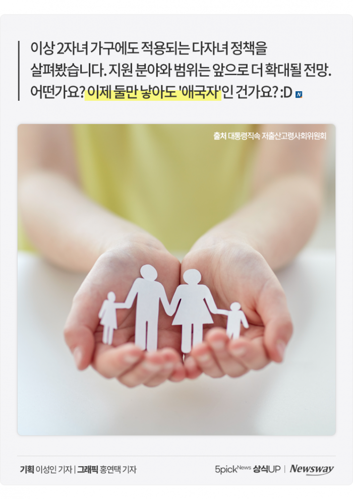 둘만 낳아도 애국자 인정? 2자녀, 어떤 지원받을 수 있나 기사의 사진