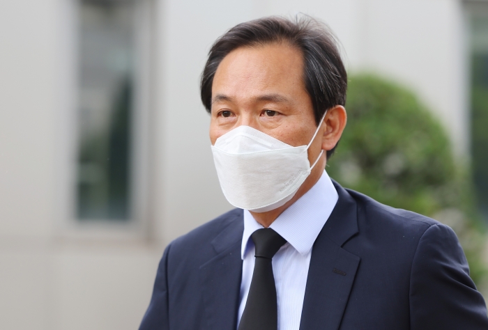 더불어민주당 우상호 비대위원장이 9일 오후 서울 서대문구 연세대학교에서 열린 이한열 열사 35주기 추모식에 참석하고 있다. 사진=연합뉴스 제공