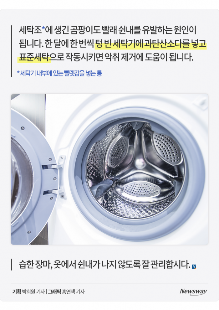자취생을 위한 꿉꿉한 장마철 '빨래 쉰내' 없애는 법 기사의 사진