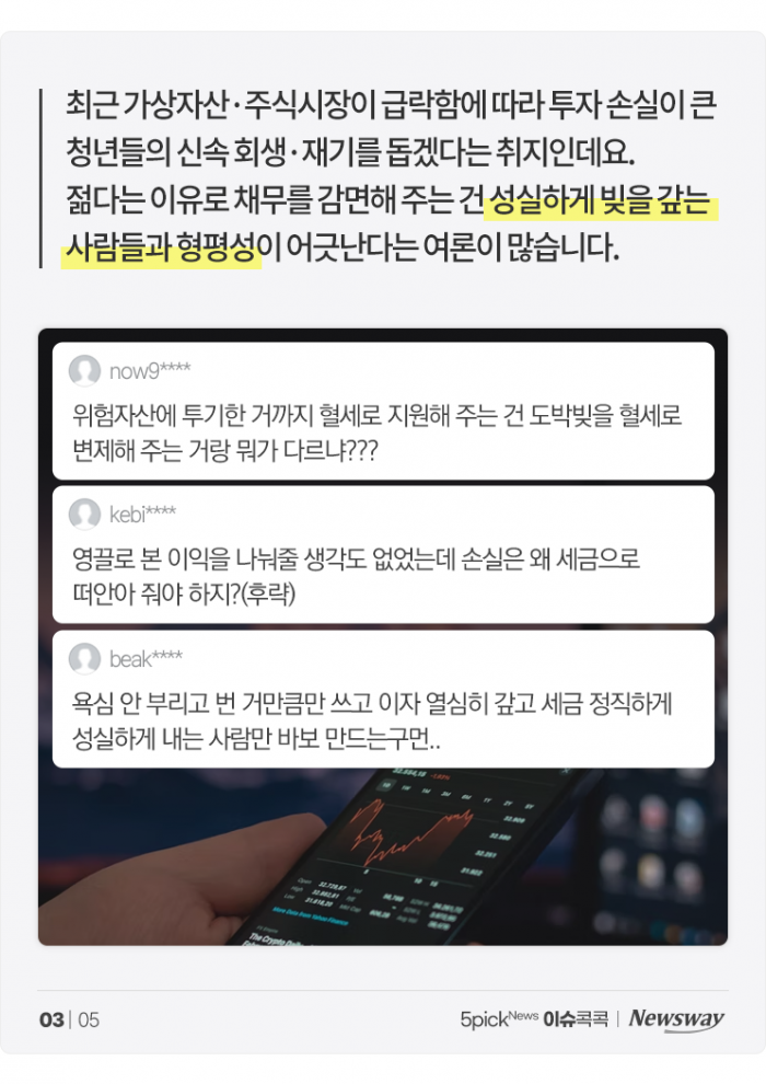 '빚투 청년' 채무 탕감 정책에 "이게 공정인가?" 기사의 사진