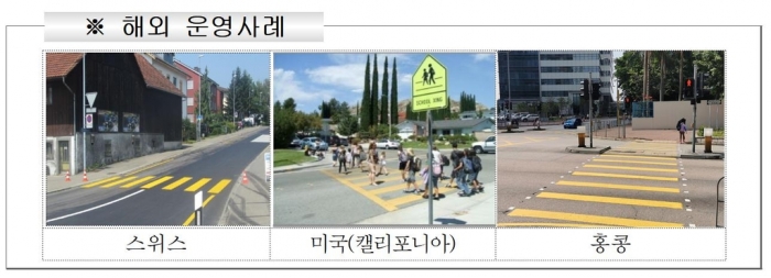 노란색 횡단보도 해외 운영사례. 사진=경찰청