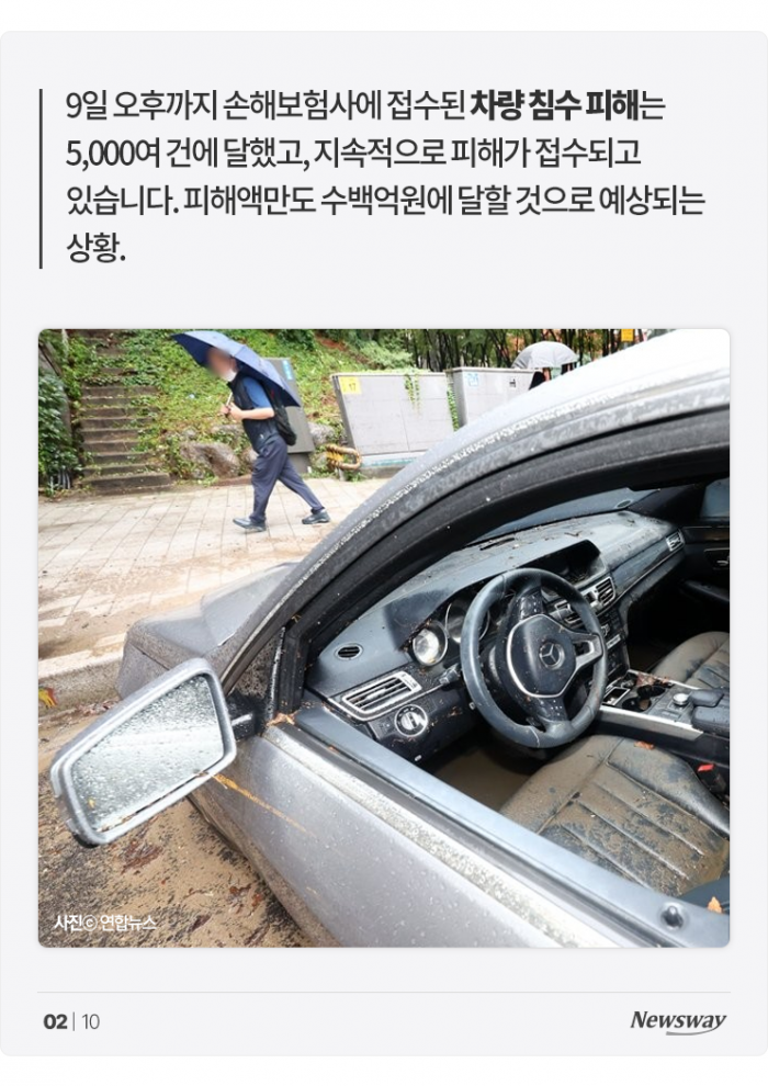 물에 잠겨버린 내 차, 마른 뒤엔 시동 걸어도 되나요? 기사의 사진