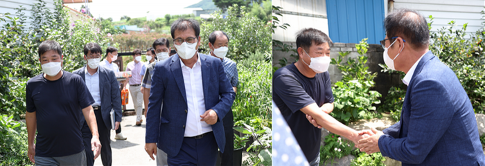 이상익 함평군수가 제77주년 광복절을 앞두고 고(故) 정용섭 애국지사 유족인 정성무 씨 가정을 방문, 위문품을 전달했다.