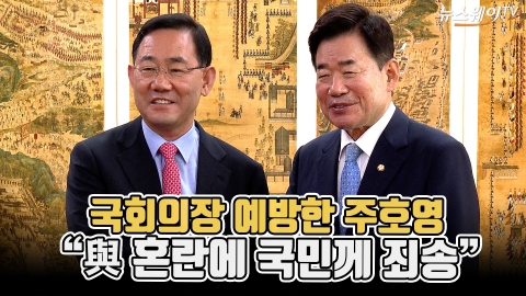 국회의장 예방한 주호영 "與 혼란에 국민께 죄송"