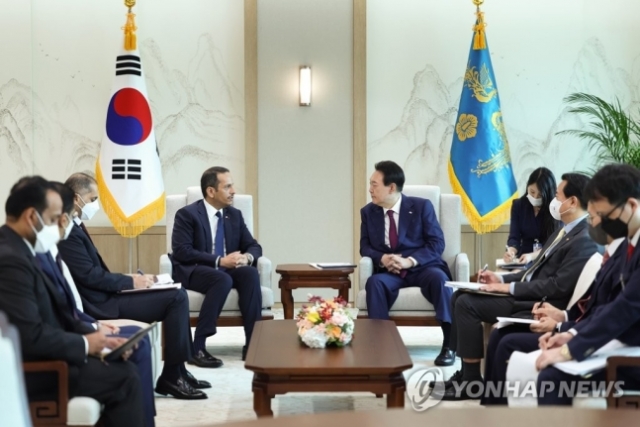 윤석열 대통령, 카타르 부총리 접견. 사진=연합뉴스 제공.