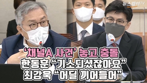 '채널A 사건' 놓고 충돌, 한동훈 "기소되셨잖아요" 최강욱 "어딜 끼어들어"