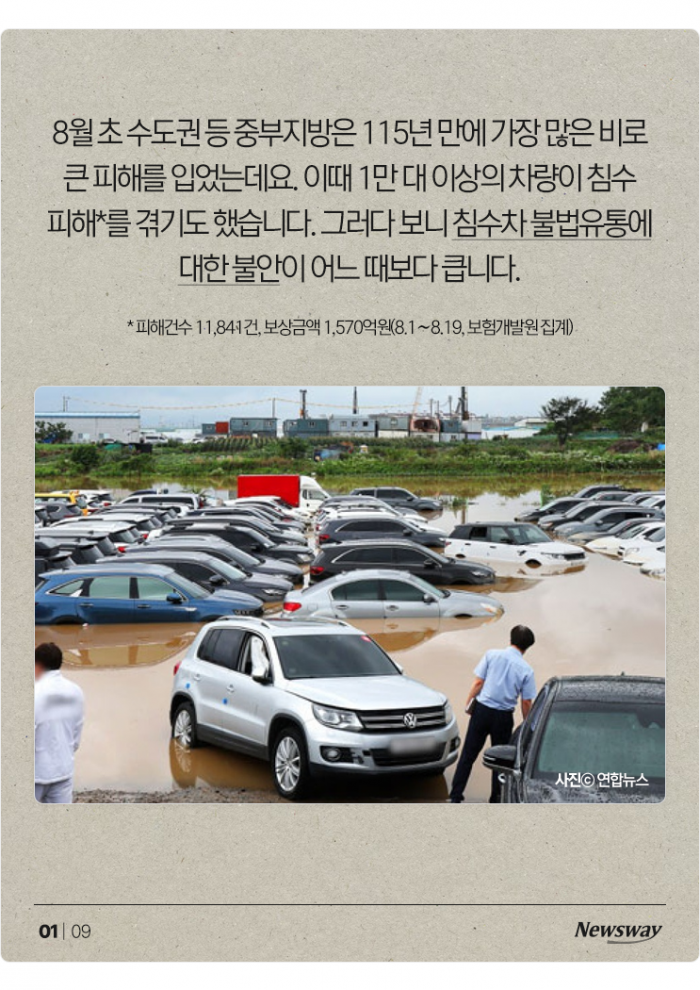 침수차 아닌 척 팔다 걸리면 이제 이렇게 됩니다 기사의 사진