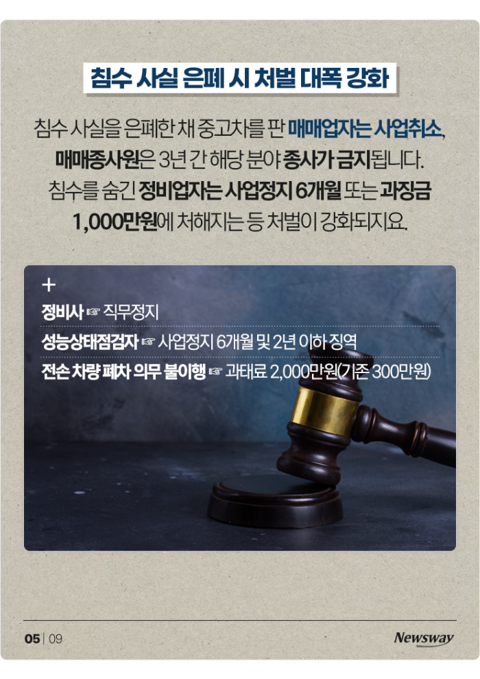 침수차 아닌 척 팔다 걸리면 이제 이렇게 됩니다 기사의 사진