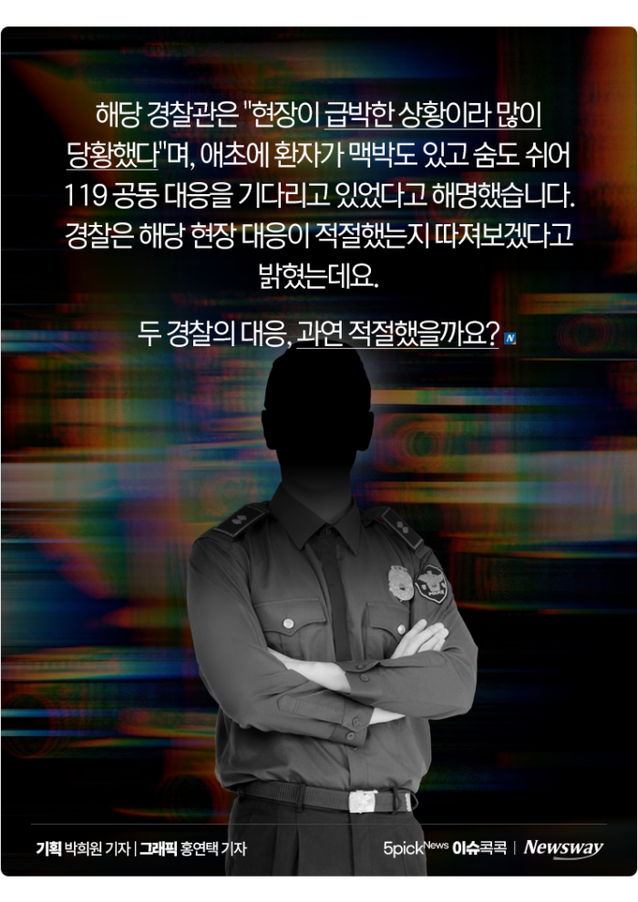 쓰러진 시민 두고 촬영만···골든타임 허비 논란 '경찰들' 기사의 사진