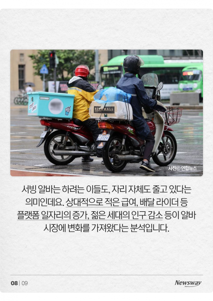 생애 첫 알바, 19.6살에 '○○'이 가장 많았다 기사의 사진