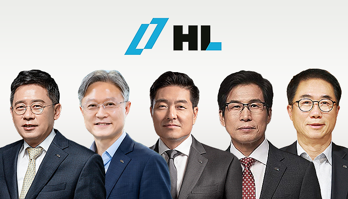 (왼쪽부터)조성현 HL만도 수석사장, 홍석화 HL D&I 한라 사장, 김준범 HL홀딩스 사업부문 사장 ,김광헌 HL홀딩스(지주) 사장, 박도순 만도브로제 사장