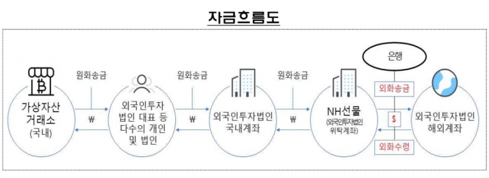 NH선물 이상 외화송금 자금 흐름도. 사진=금융감독원 제공