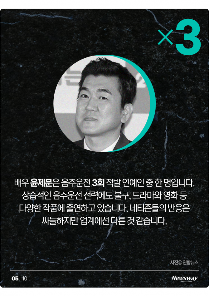 '훈장인 줄 아나?' 연예계 음주운전 상습범들 기사의 사진