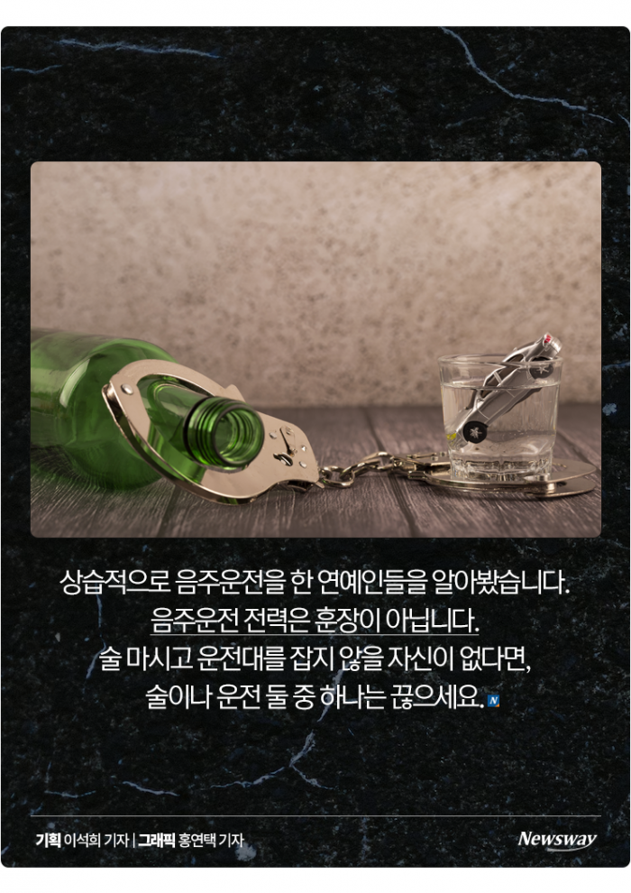 '훈장인 줄 아나?' 연예계 음주운전 상습범들 기사의 사진