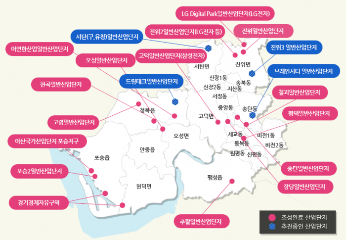 평택시 내 산업단지 위치도. 사진=평택시