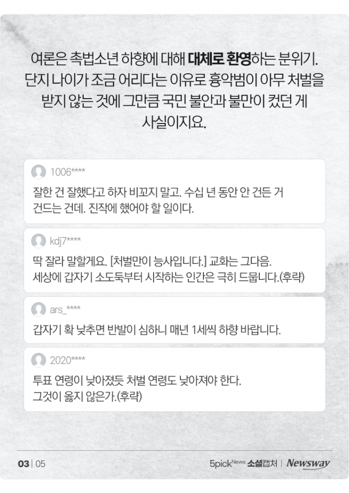 촉법소년 연령 하향에 여론 들썩···"환영" "범죄자는 처벌이 능사" 기사의 사진