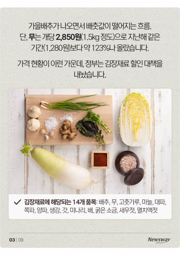 김장, 지난해보다 싸게 할 수 있다? 기사의 사진